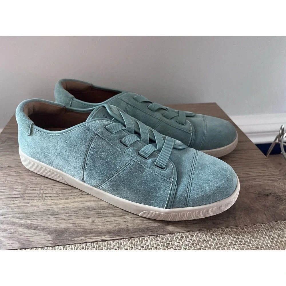 New! Vionic Turquoise Aqua Suede Women's 10 Shoes Sneakers Travel Casual W1